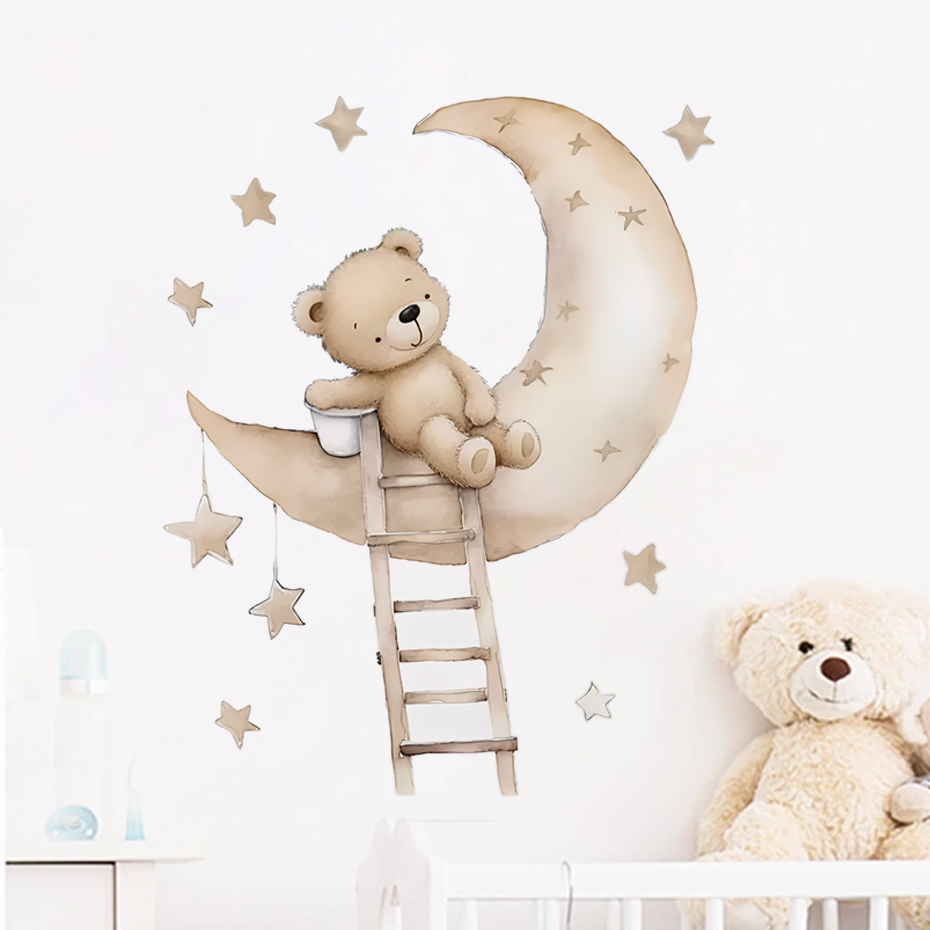 Baby Girl Nursery Quotes - Urso bonito estrela nuvem adesivos de