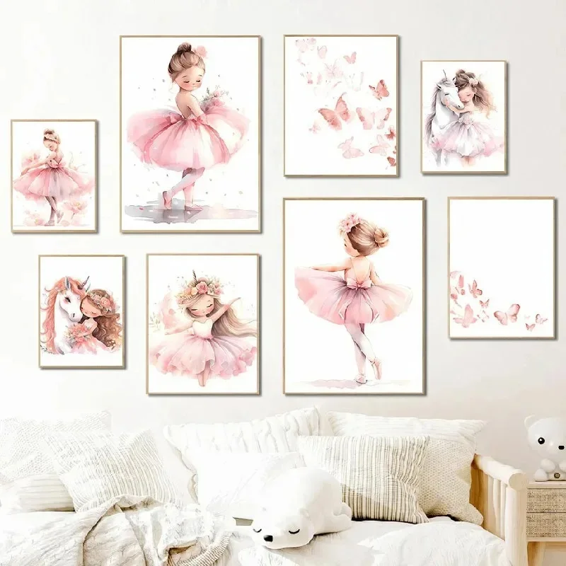 Baby Nursery Frames - Pôster Decorativo de Menina Bailarina Rosa
