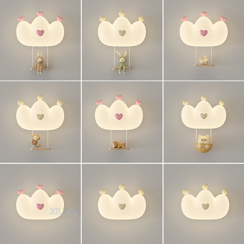 Baby Nursery Wall Lights - Lâmpadas de parede românticas Pink Crown