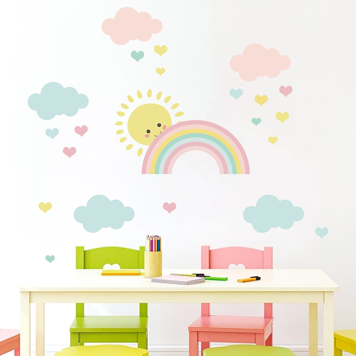 Baby Nursery Decor Girl - Adesivos de Parede de Desenho Animado