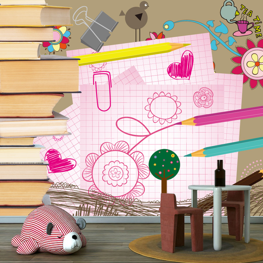 Baby Nursery Peel And Stick Wallpaper - Livros de desenhos animados desenho fácil