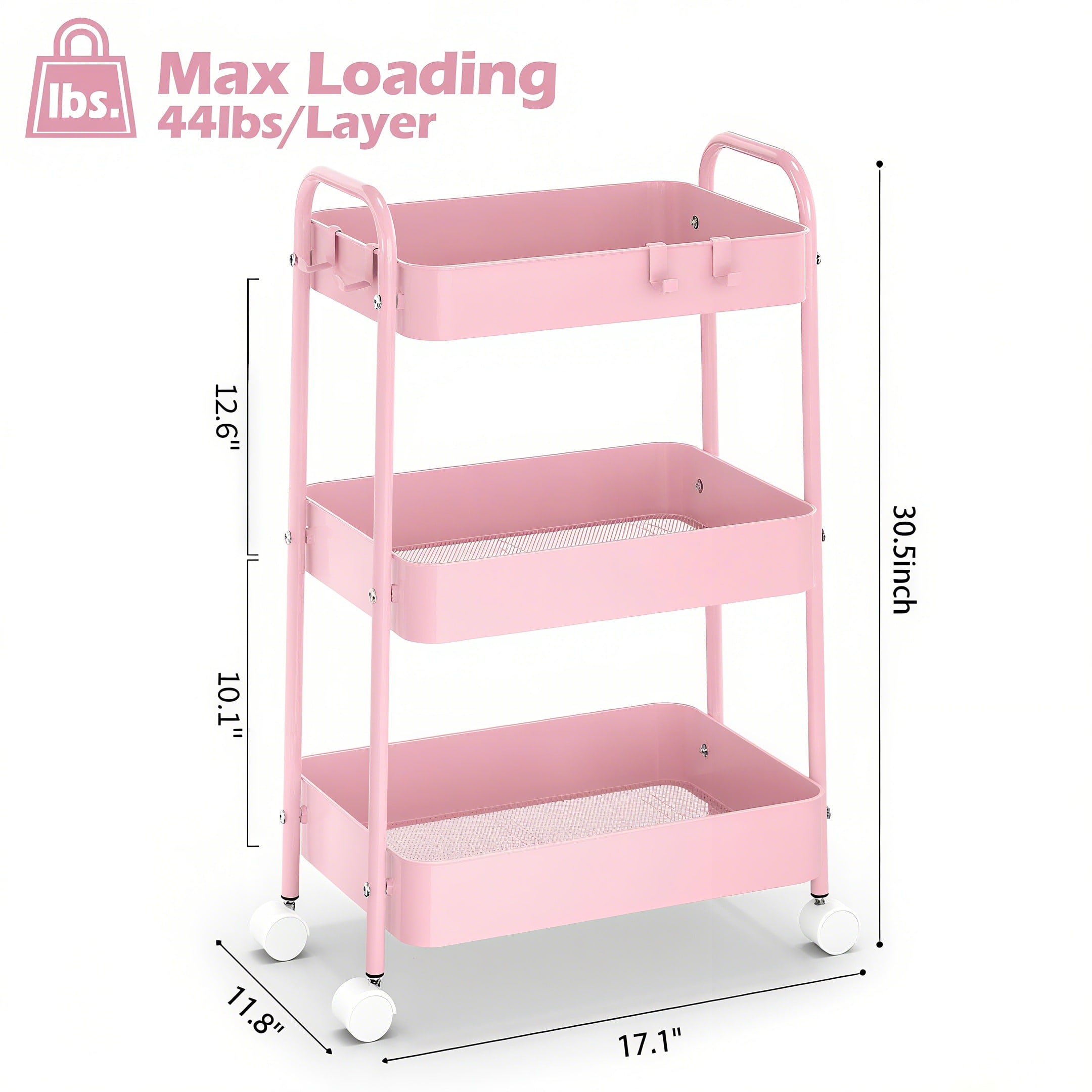 Carrinho de Metal de 3 Níveis  - Baby Nursery Trolley avaliação e preço