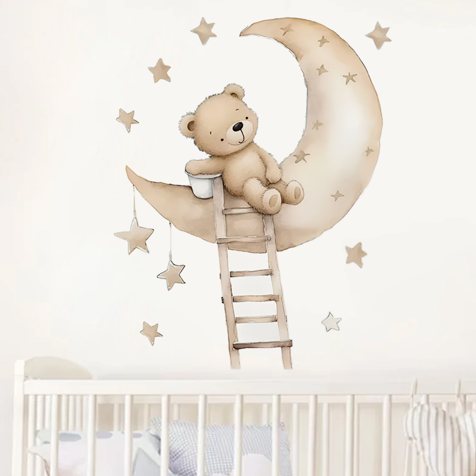 Urso bonito estrela nuvem ades - Baby Girl Nursery Quotes avaliação e preço