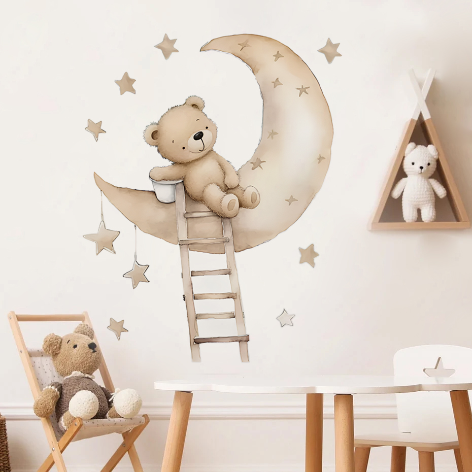 Urso bonito estrela nuvem ades - Baby Girl Nursery Quotes avaliação e preço