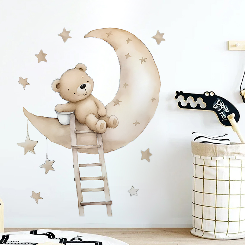 Urso bonito estrela nuvem ades - Baby Girl Nursery Quotes avaliação e preço
