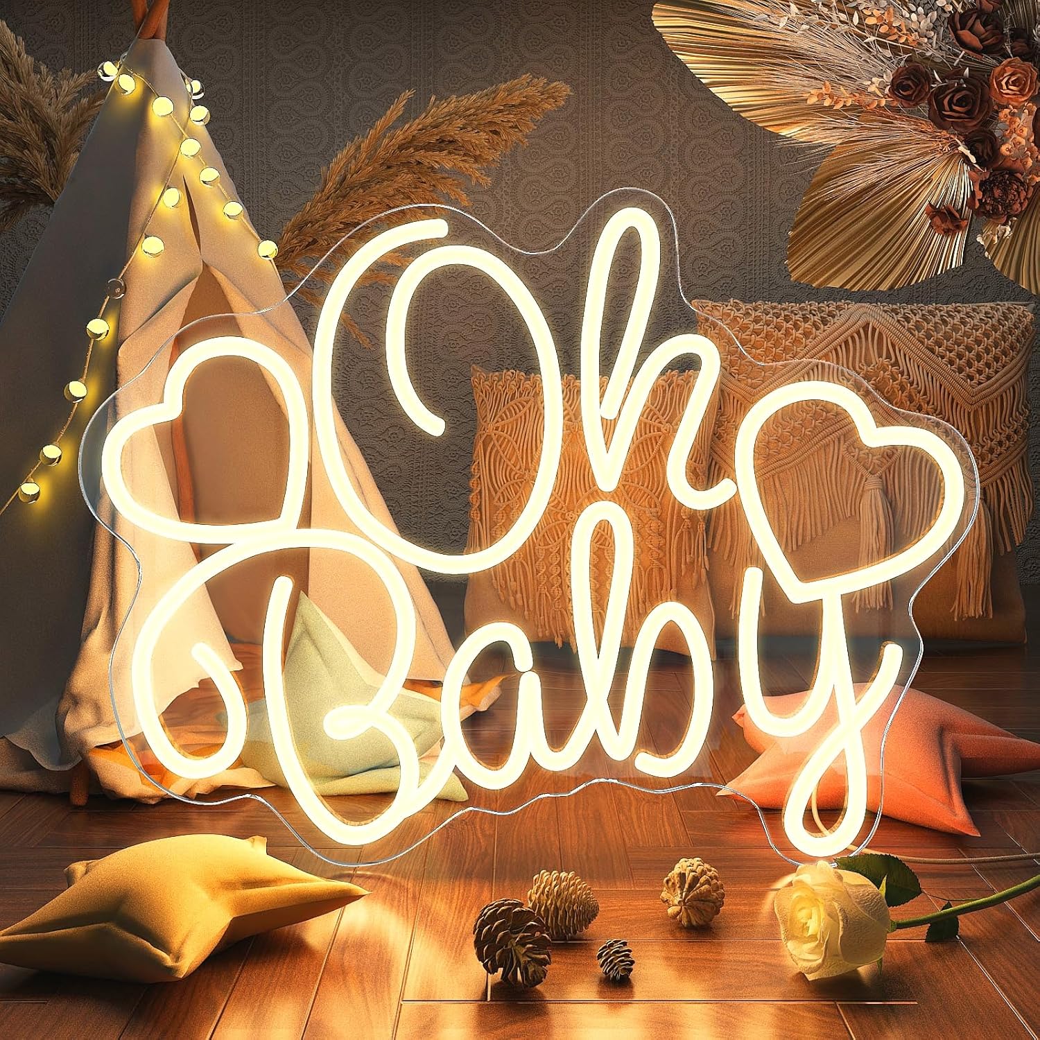 Letreiro Neon LED 'Oh Baby' Op - Baby Nursery Wall Lights avaliação e preço