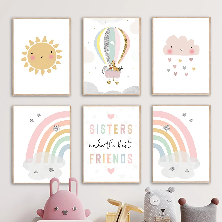 Pôsteres e impressões nórdicas - Baby Nursery Decor Girl avaliação e preço