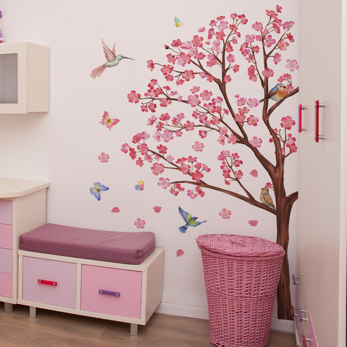 Aquarela pássaro flor adesivos - Baby Girl Nursery Quotes avaliação e preço