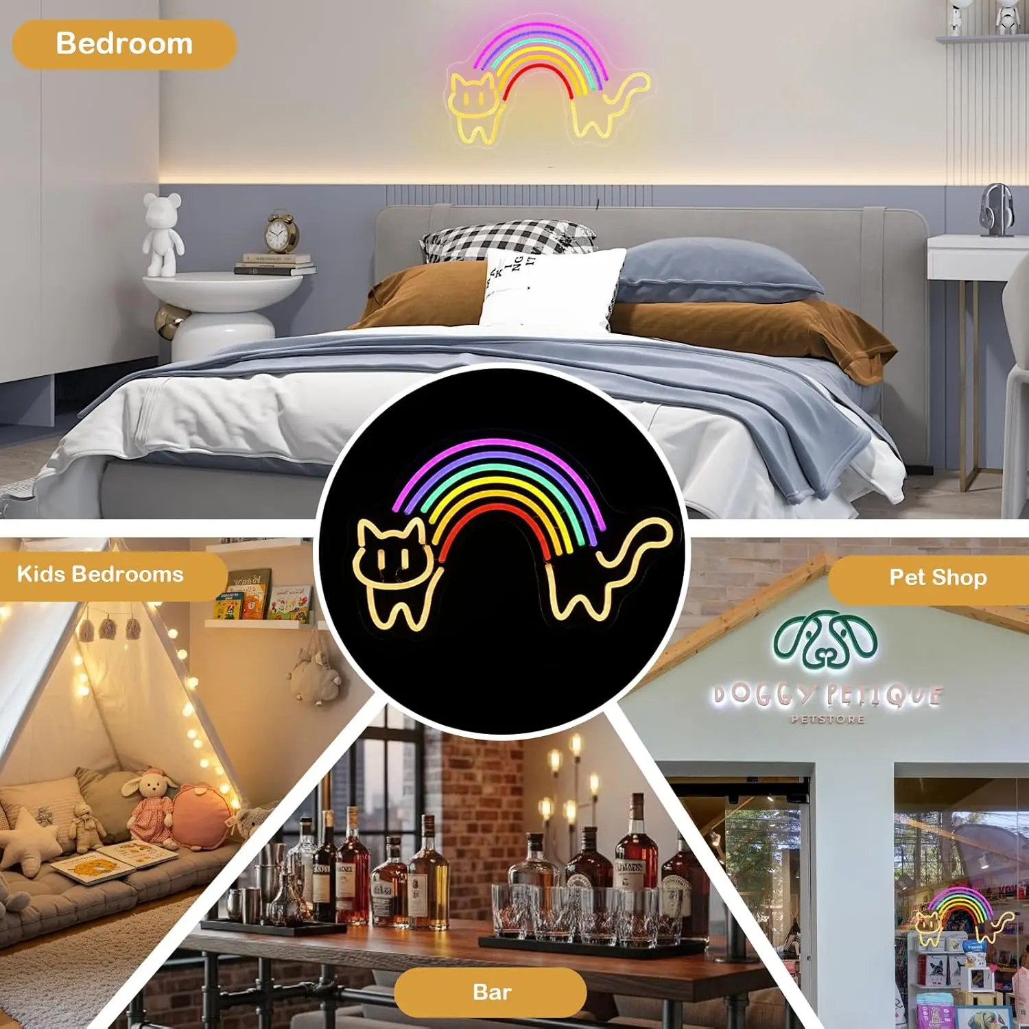 Arco-íris gato sinal de néon g - Baby Nursery Wall Lights avaliação e preço