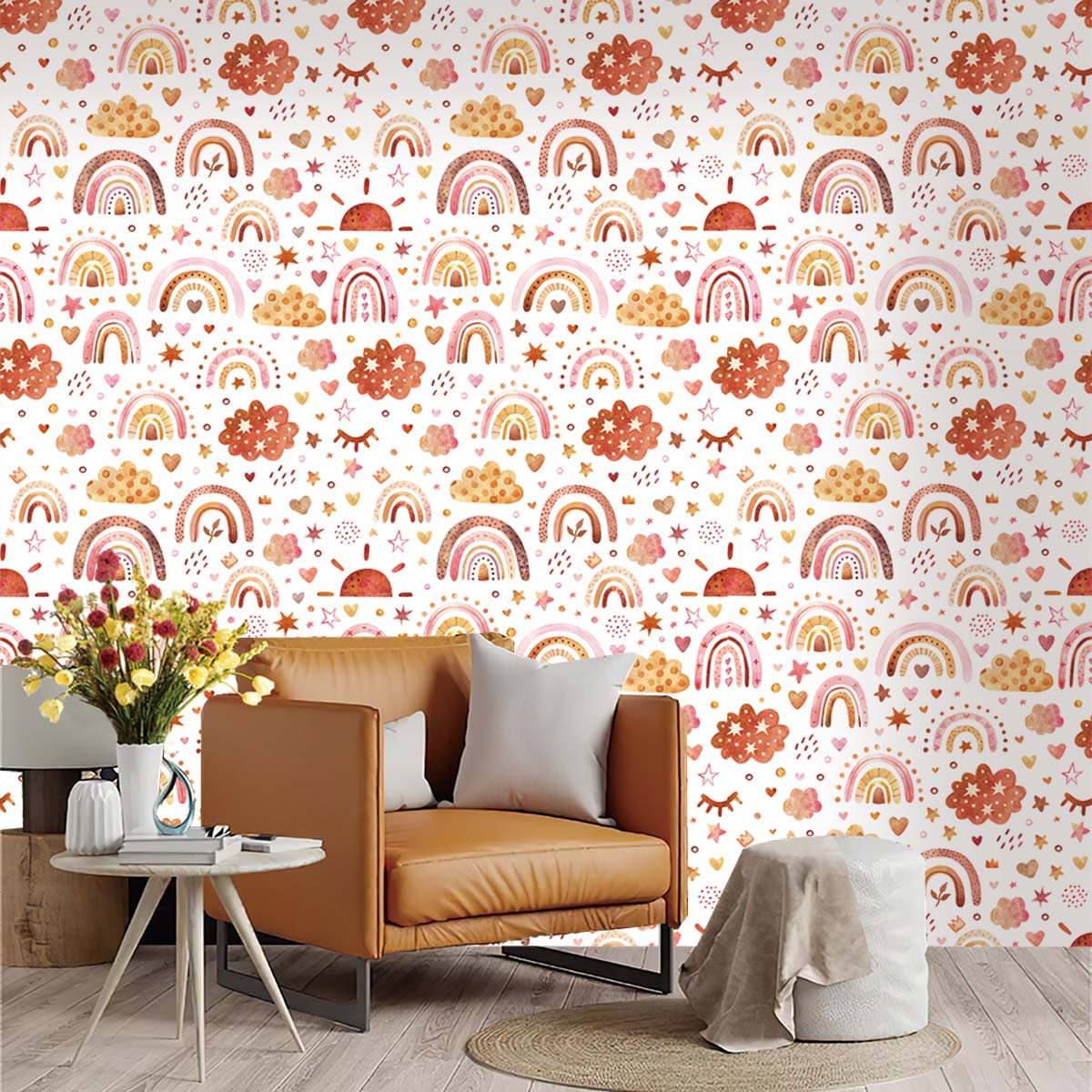 Arco-íris papel de parede casc - Baby Nursery Peel And Stick Wallpaper avaliação e preço
