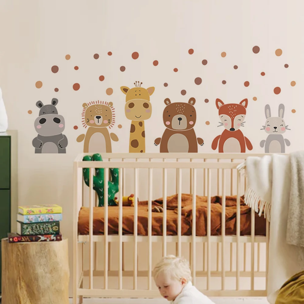 Boho bonito girafa urso animai - Baby Nursery Peel And Stick Wallpaper avaliação e preço