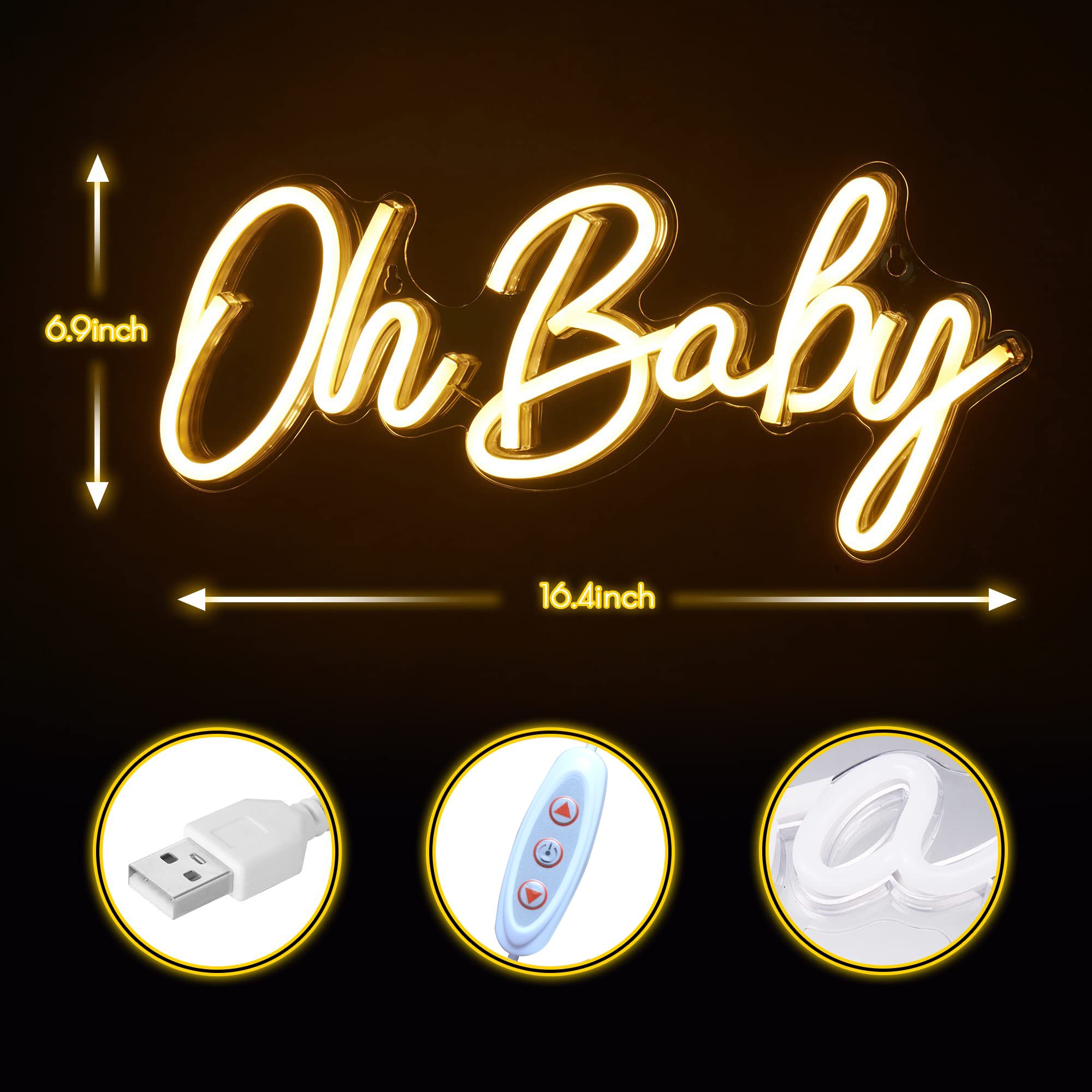 Letreiro Neon 'Oh Baby' com LE - Baby Nursery Wall Lights avaliação e preço