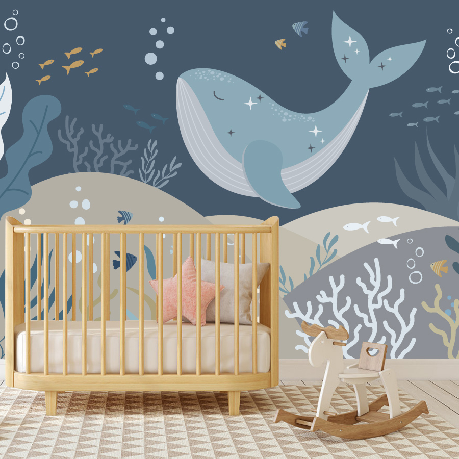 Papel de Parede de Baleia em D - Baby Nursery Peel And Stick Wallpaper avaliação e preço