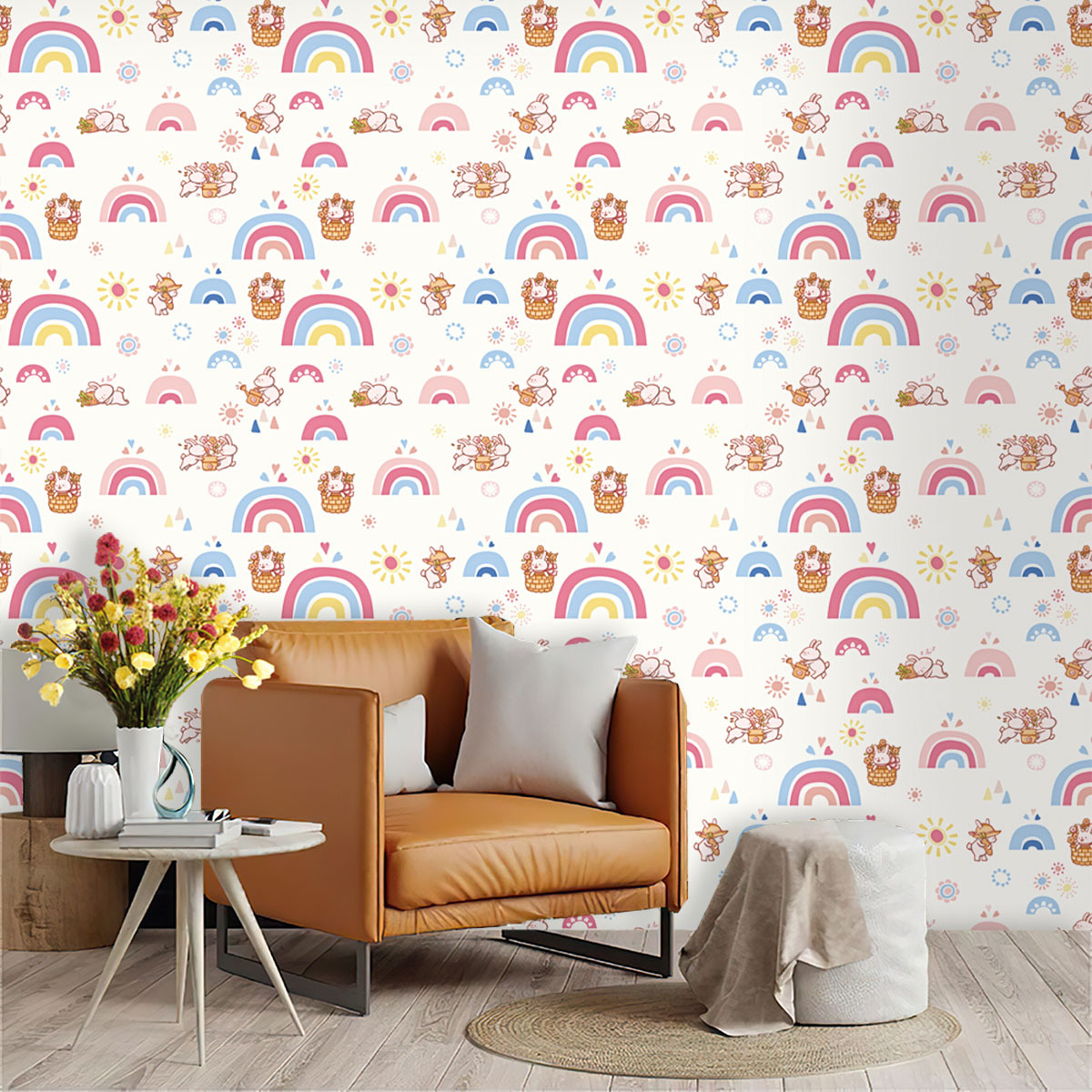 Boho arco-íris crianças vara e - Baby Nursery Peel And Stick Wallpaper avaliação e preço